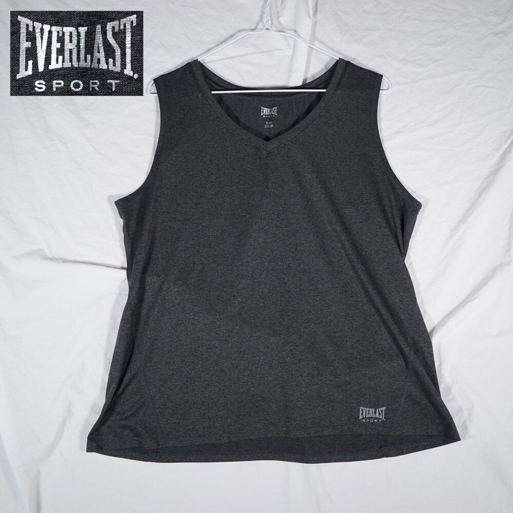 Everlast Sport Sleeveless V-Neck Athletic Tank Top Gray Women's XL